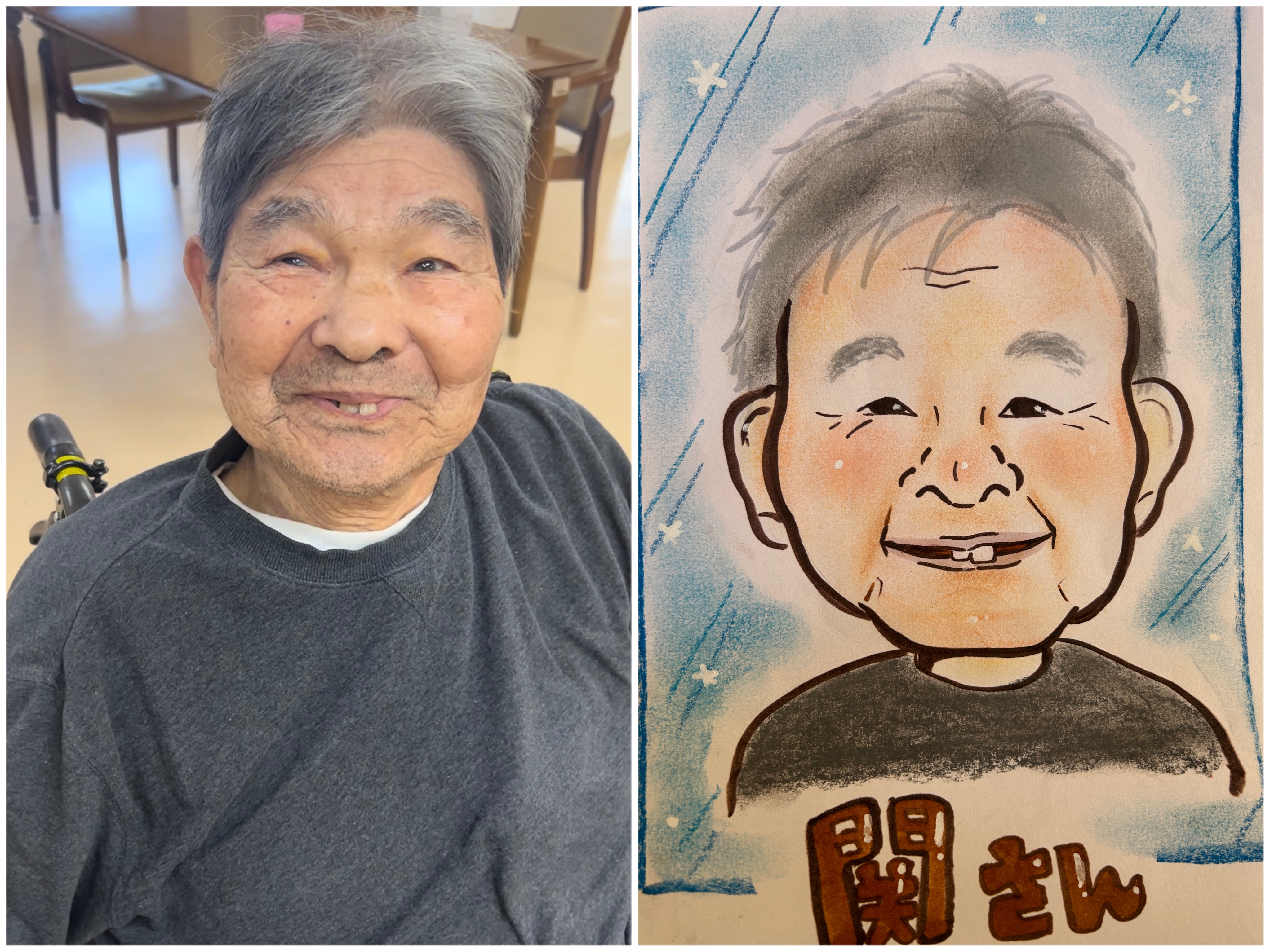 似顔絵　こっぺ様 今年一発目！似顔絵描きました～！｜スタッフブログ｜ALSOK介護