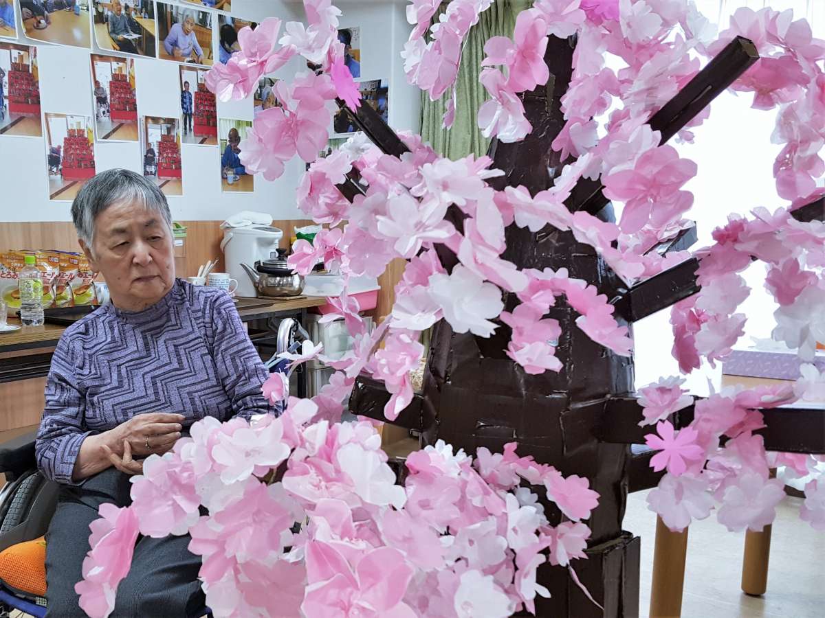 作った桜の木で 花見をしました その３ スタッフブログ ａｌｓｏｋ介護株式会社